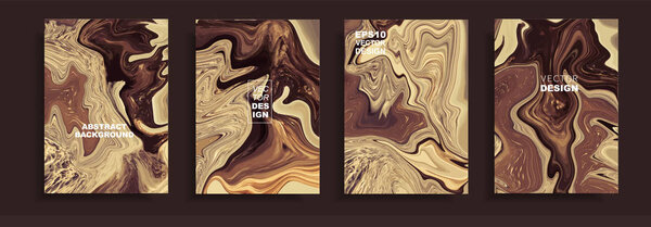 Modern design A4.Abstract marble ceramic texture of colored bright liquid paints. Plating of acrylic paints. Design presentations, print, flyer, business cards, invitations, calendars, websites. Brown coffee milk chocolate effect