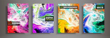  Modern tasarım A4. Renkli parlak sıvı boyalar soyut mermer dokusuna. Splash neon boyalar eğilimleri. Kullanılan tasarım sunumlar, baskı, el ilanı, iş kartları, davetiyeler, takvimler, siteleri, ambalaj, kapak.