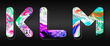 Renkli harfler. Renk vektör latin alfabesi. Gökkuşağı yazı tipi rengi. Soyut Abc uygulama, negatif boşluk monogram ve poster şablonu. Tipografi tasarım