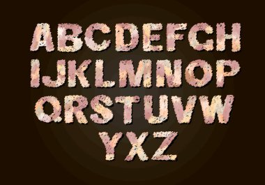 Renkli harfler kümesi. Renk vektör latin alfabesi. Gökkuşağı yazı tipi rengi. Renk kağıt aplike Abc, negatif alfabe poster şablonu tipografi tasarım.