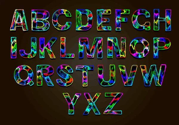 Satz Von Bunten Buchstaben Farbvektor Lateinisches Alphabet Regenbogen Schriftfarbe Farbpapier — Stockvektor