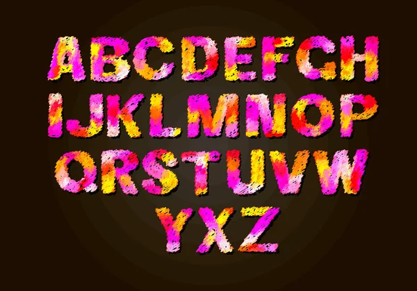 Satz Von Bunten Buchstaben Farbvektor Lateinisches Alphabet Regenbogen Schriftfarbe Farbpapier — Stockvektor
