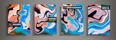 Modern tasarım A4. Renkli parlak sıvı boyalar soyut mermer dokusuna. Splash eğilimleri boyalar. Kullanılan tasarım sunumlar, baskı, el ilanı, iş kartları, Davetiyeler, takvimler, siteleri, ambalaj, kapak
