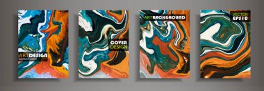 Modern tasarım A4. Renkli parlak sıvı boyalar soyut mermer dokusuna. Splash eğilimleri boyalar. Kullanılan tasarım sunumlar, baskı, el ilanı, iş kartları, Davetiyeler, takvimler, siteleri, ambalaj, kapak