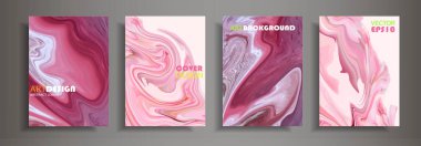 Modern tasarım A4. Renkli parlak sıvı boyalar soyut mermer dokusuna. Splash eğilimleri boyalar. Kullanılan tasarım sunumlar, baskı, el ilanı, iş kartları, Davetiyeler, takvimler, siteleri, ambalaj, kapak.