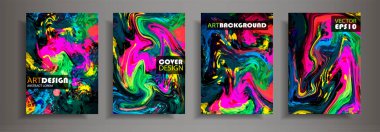 Modern tasarım A4. Renkli parlak sıvı boyalar soyut mermer dokusuna. Splash eğilimleri boyalar. Kullanılan tasarım sunumlar, baskı, el ilanı, iş kartları, Davetiyeler, takvimler, siteleri, ambalaj, kapak.