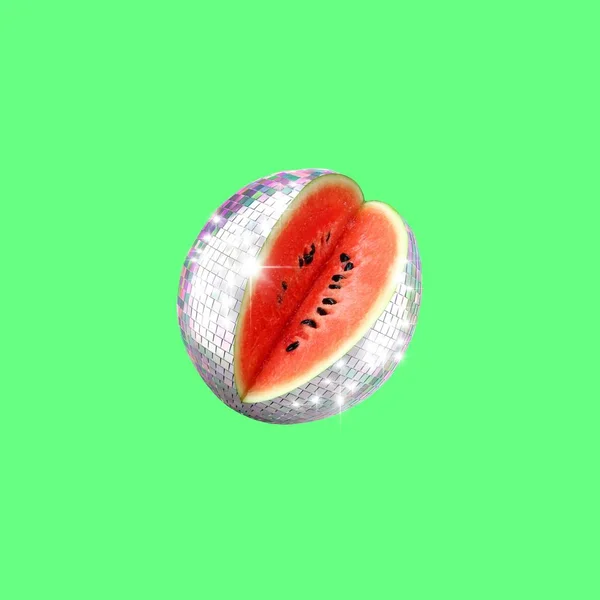 Hedendaagse Kunst Collage Watermeloen Discobal — Stockfoto