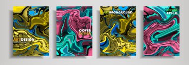 Modern tasarım A4. Soyut çok renkli mermer dokusuna renkli parlak sıvı boyalar. Splash eğilimleri boyalar. Kullanılan tasarım sunumlar, baskı, el ilanı, iş kartları, Davetiyeler, takvimler, siteleri.