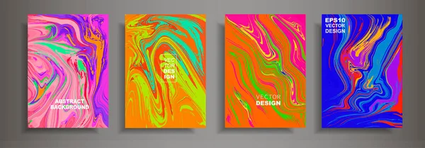 Design Moderne Abstract Texture Marbre Multicolore Peintures Liquides Lumineuses Colorées — Image vectorielle