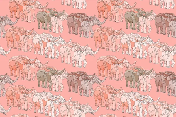 Patrón Elefantes Arte Para Imprimir — Vector de stock