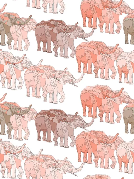 Patrón Elefantes Arte Para Imprimir — Vector de stock