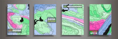 Modern tasarım A4. Renkli parlak sıvı boyaların soyut parlak dokusu. Sıçrama eğilimleri boyalar. Kullanılmış tasarım sunumları, baskı, el ilanı, kartvizit, davetiye, takvim, site, ambalaj, kapak.