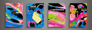 Modern tasarım A4. Renkli parlak sıvı boyaların soyut parlak dokusu. Sıçrama eğilimleri boyalar. Kullanılmış tasarım sunumları, baskı, el ilanı, kartvizit, davetiye, takvim, site, ambalaj, kapak.