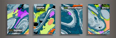 Modern tasarım A4. Renkli parlak sıvı boyaların soyut parlak dokusu. Sıçrama eğilimleri boyalar. Kullanılmış tasarım sunumları, baskı, el ilanı, kartvizit, davetiye, takvim, site, ambalaj, kapak.