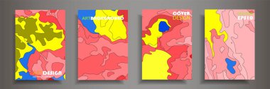 Modern tasarım A4. Renkli parlak sıvı boyaların soyut parlak dokusu. Sıçrama eğilimleri boyalar. Kullanılmış tasarım sunumları, baskı, el ilanı, kartvizit, davetiye, takvim, site, ambalaj, kapak.