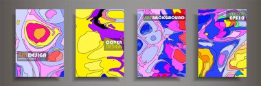 Modern tasarım A4. Renkli parlak sıvı boyaların soyut parlak dokusu. Sıçrama eğilimleri boyalar. Kullanılmış tasarım sunumları, baskı, el ilanı, kartvizit, davetiye, takvim, site, ambalaj, kapak.