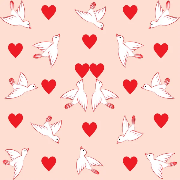 Texture Coeurs Oiseaux Saint Valentin Sur Fond Rose Trouvent Des — Image vectorielle