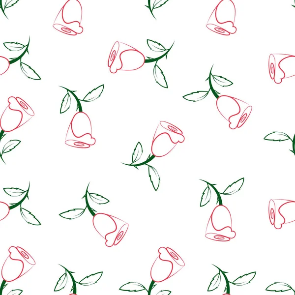 Patrón Rosa Corazón Estilización Contornos Colores Rosa Verde Los Contornos — Vector de stock