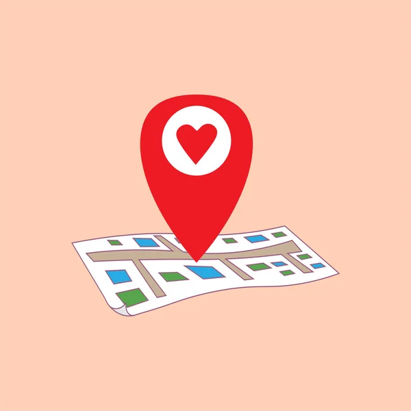 Valentinstag Das Geolocation Symbol Ist Form Eines Herzens Auf Rosa — Stockvektor