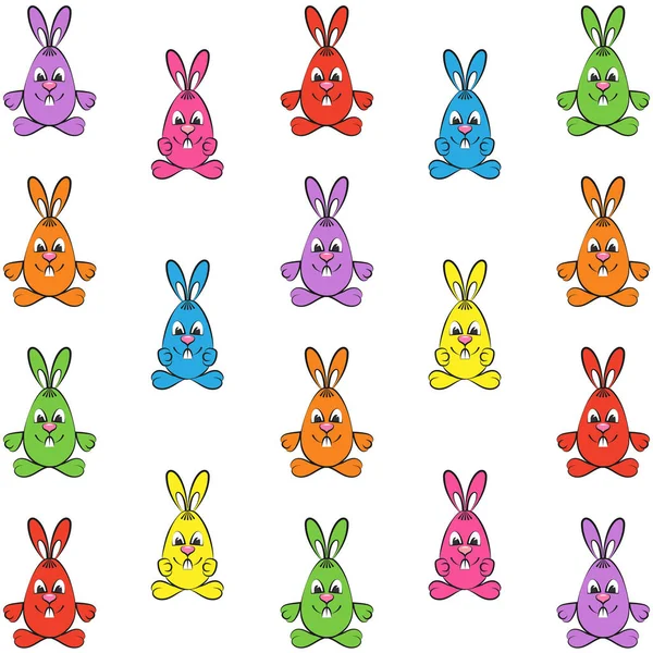 Textur Påsk Motiv Flerfärgad Kaniner Vektorillustration — Stock vektor