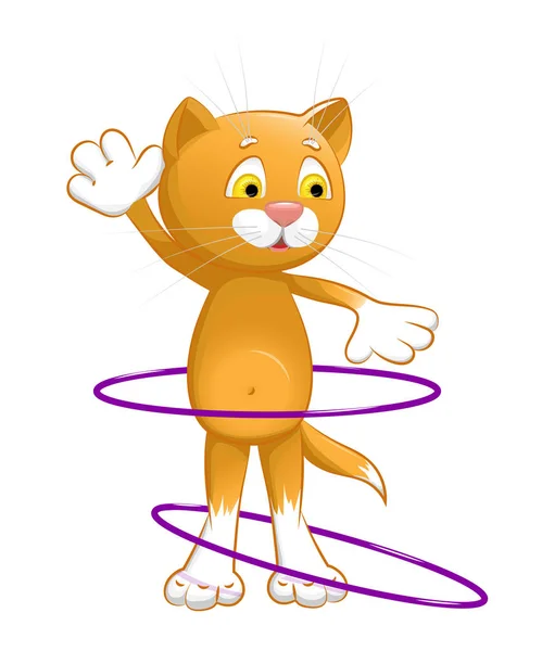 Cat trains with a hoop. — Stock Vector