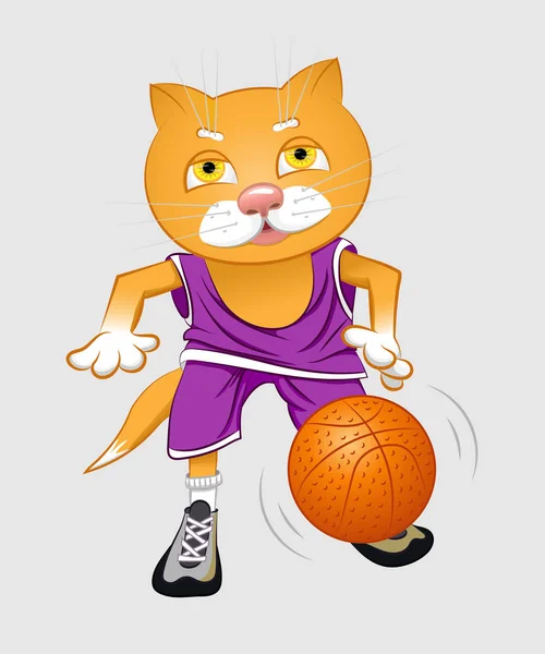 Cat basketball player. — Stock Vector