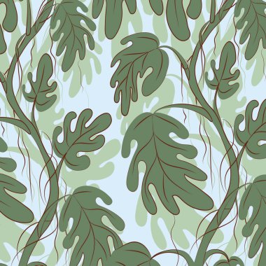 Doğal desen. Yapraklar, sürgünler ve sarmaşıkkökleri. vektör illüstrasyon.