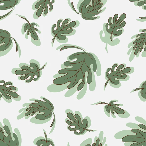 シームレスなパターン ナチュラルパターン 白い背景に影を持つブドウの緑の葉 ベクトルイラスト — ストックベクタ