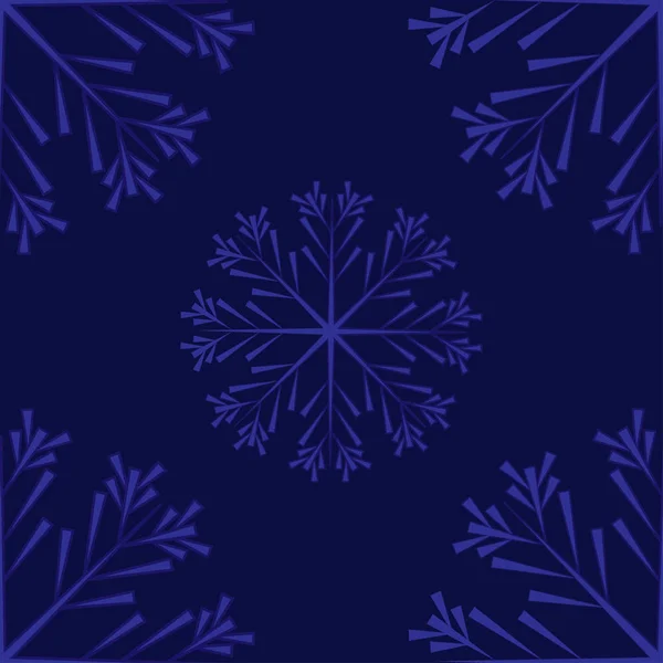 Новогодние Рождественские Узоры Темно Синем Фоне Двухцветные Снежинки Синего Темно — стоковый вектор