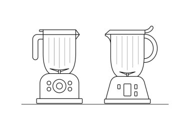 Meyve suyu ve kokteyl için blender. Sağlıklı beslenme. Beyaz bir arkaplanda görüntüyü birleştir. Tasarım elemanı. Vektör illüstrasyonu.