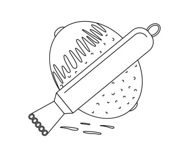 Mutfak bıçakları. Limon kabuğu bıçağı. Beyaz bir arkaplanda görüntüyü birleştir. Tasarım elemanı. Vektör illüstrasyonu.