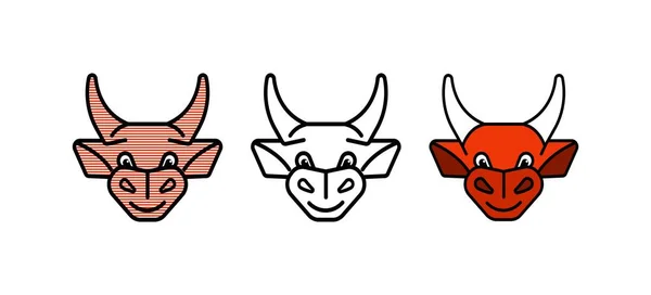 Bull Face Set Symbol 2021 Design Element Vector Illustration — Stock Vector