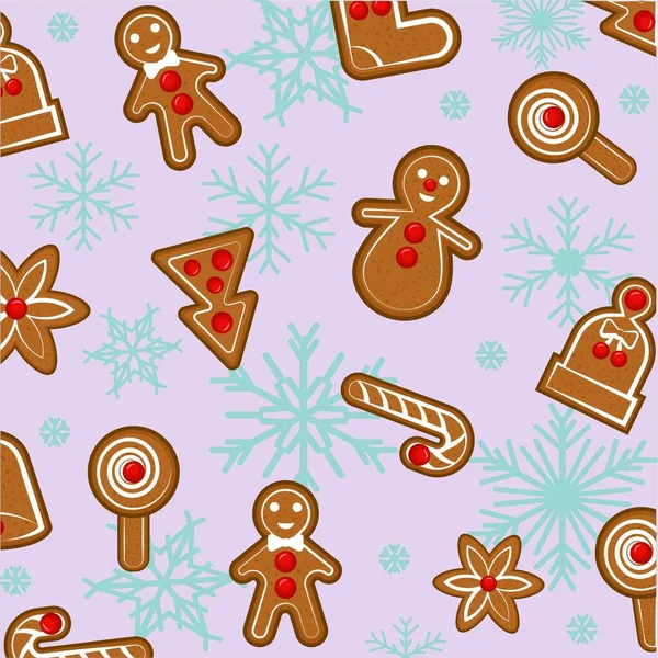 Texture Nouvel Noël 2021 Modèle Saisonnier Biscuits Festifs Bouclés Image — Image vectorielle