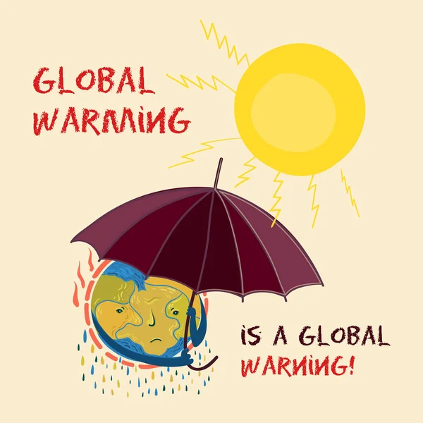 Vektorová ilustrace změny klimatu, globální oteplování na Zemi — Stockový vektor