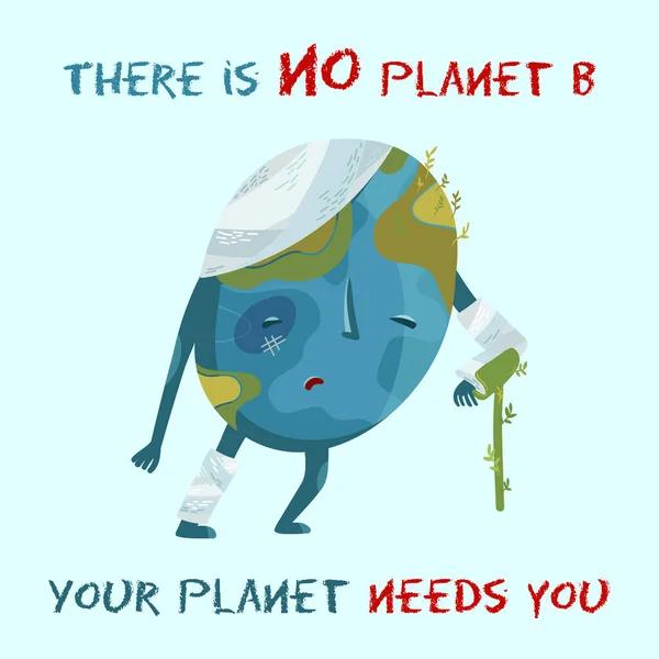 Vektorová ilustrace ekologické katastrofy. Zesnulá Země tě potřebuje. — Stockový vektor