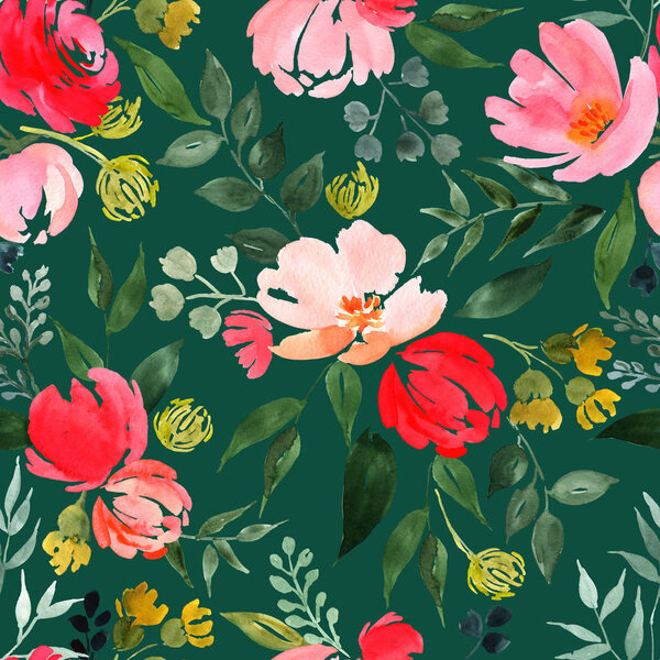 Цветочный узор акварели, нежный цветочный фон.