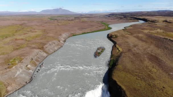 Drone Shot Gullfoss Waterfall Rainbow Golden Circle Islande Vue Aérienne — Video