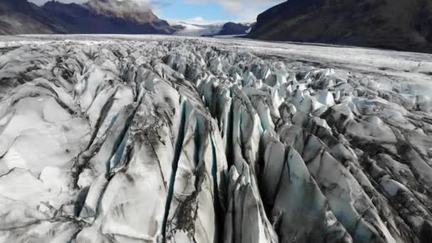 Drone Volando Sobre Glaciar Skaftafell Parque Nacional Vatnajokull Islandia — Vídeos de Stock