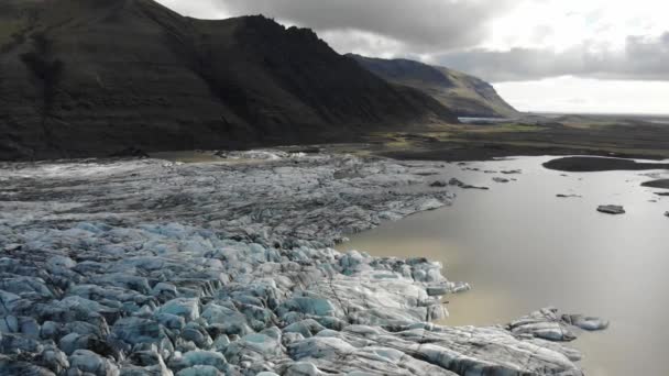Drone Vliegend Skaftafell Gletsjer Vatnajokull National Park Ijsland — Stockvideo