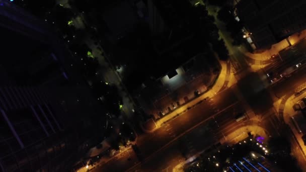 Shenzhen China Paisaje Urbano Iluminado Centro Ciudad Vista Aérea Noche — Vídeos de Stock
