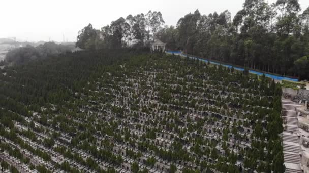 Guangzhou China Imagens Aéreas Drones Cemitério Chinês Com Lápides — Vídeo de Stock