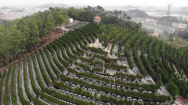 Guangzhou Kina Flygbilder Kinesiska Kyrkogården Med Gravstenar — Stockvideo