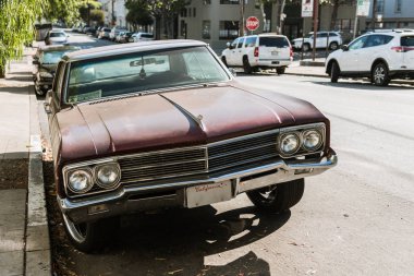 San Francisco, California, ABD bir sokakta bir klasik otomobil önü detay