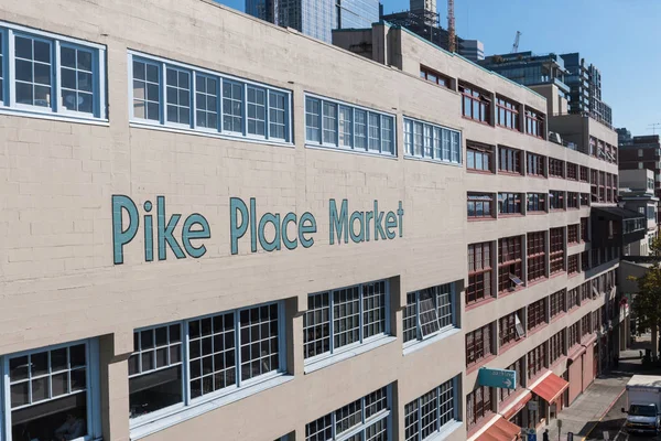 Hátsó fal Pike Place Market Seattle, Washington, USA — Stock Fotó