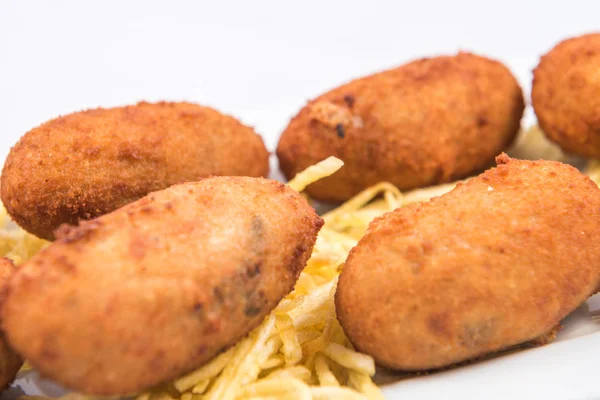 Homemade croquettes and French fries — Stock Photo, Image