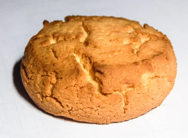 Cookies Aux Flocons Avoine Sur Fond Blanc Macro — Photo