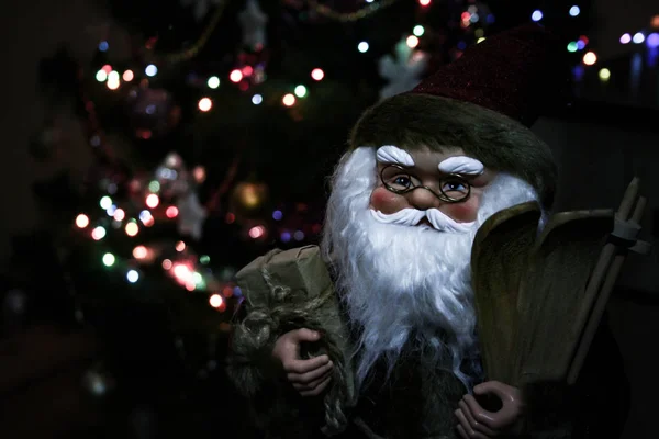 Santa Claus Tree Christmas Background — Stock Photo, Image