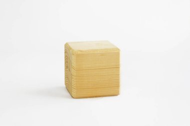 wooden decorative cube with patterns of divorces on white background
