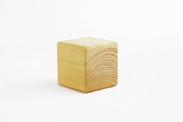 Wooden decorative cube with patterns of divorces on white background — Stok fotoğraf