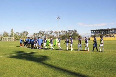 Antalya, Türkiye. 25 Aralık 2018. Açık bir stadyumda futbolcular için bir oturum eğitimi 